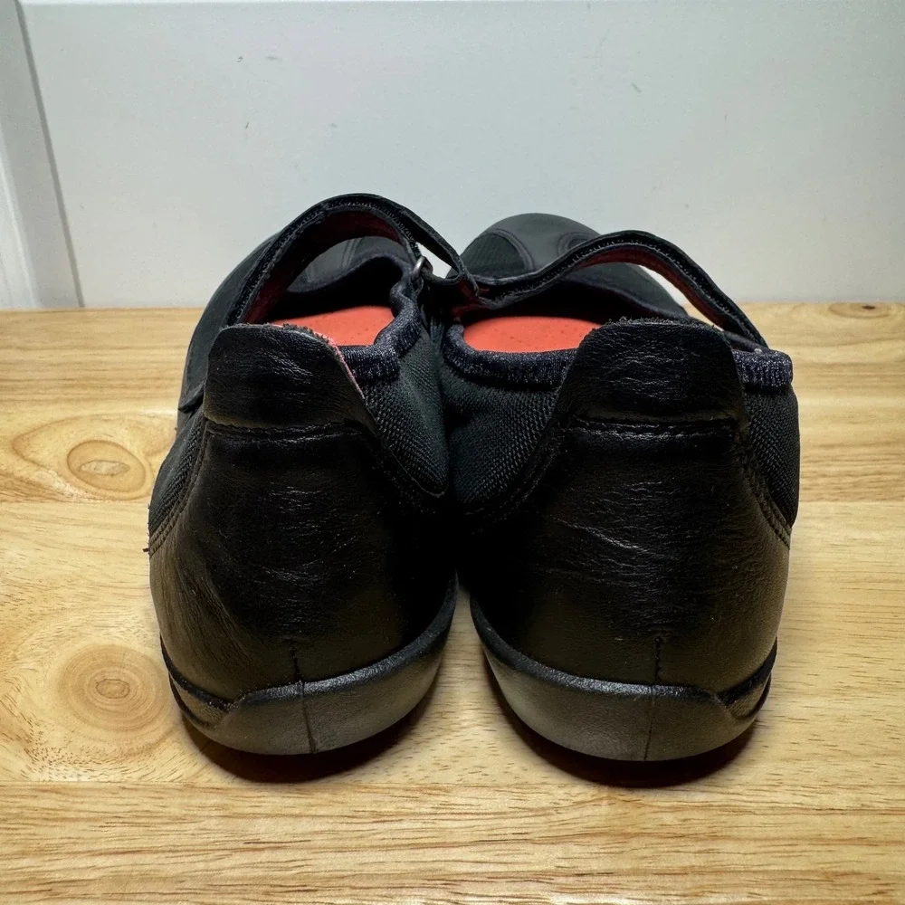 ECCO Womens Black Leather Mesh Mary Jane Flat Comfort Foam Shoes EU 41